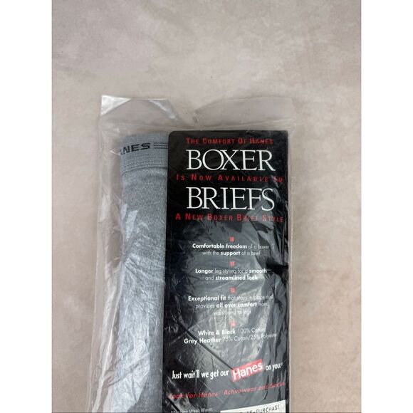 Vintage 1996 HANES Mens Boxer Briefs M 2 Pack Gray Made In USA 32-34 NOS - Picture 6 of 6